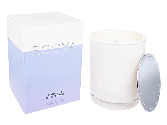 (Ecoya)ナチュラルソイワックスフレグランスキャンドル(ココナッツ&エルダーフラワー)400g  1本