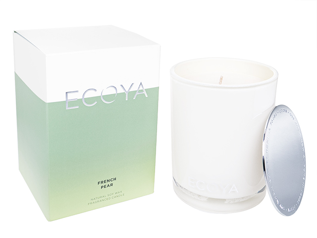(Ecoya)ナチュラルソイワックスフレグランスキャンドル(フレンチペアー)400g  1本