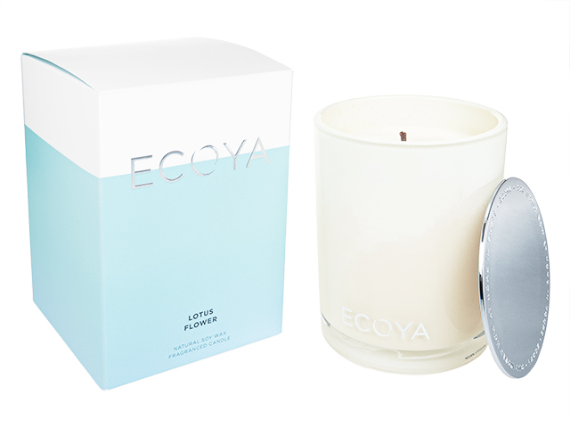 (Ecoya)ナチュラルソイワックスフレグランスキャンドル(ロータスフラワー)400g  1本