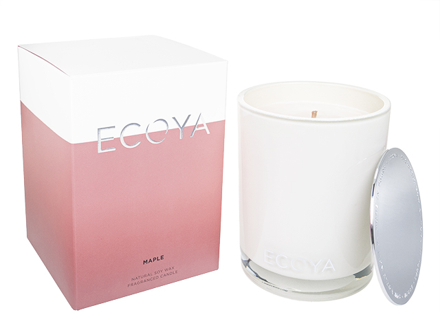 (Ecoya)ナチュラルソイワックスフレグランスキャンドル(メープル)400g  1本