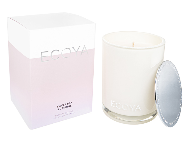 (Ecoya)ナチュラルソイワックスフレグランスキャンドル(スイートピー&ジャスミン)400g  1本